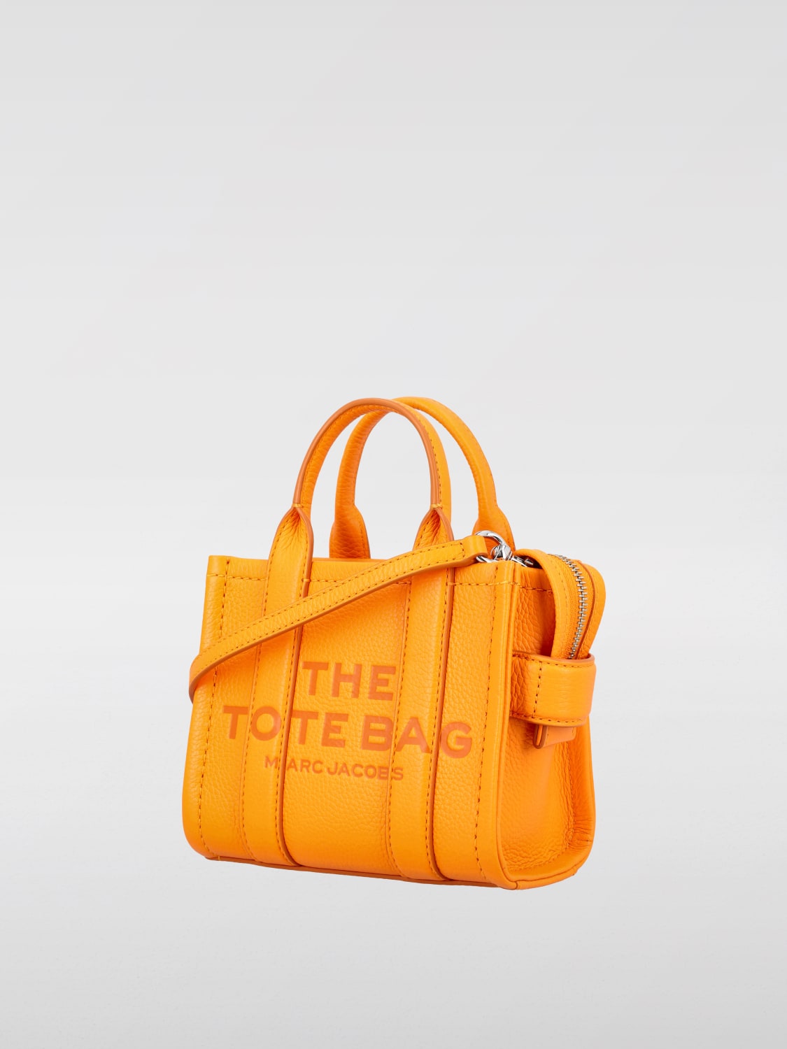 MARC JACOBS HANDBAG: Marc Jacobs The Leather Crossbody Tote grained leather bag, Tangerine - Img 3