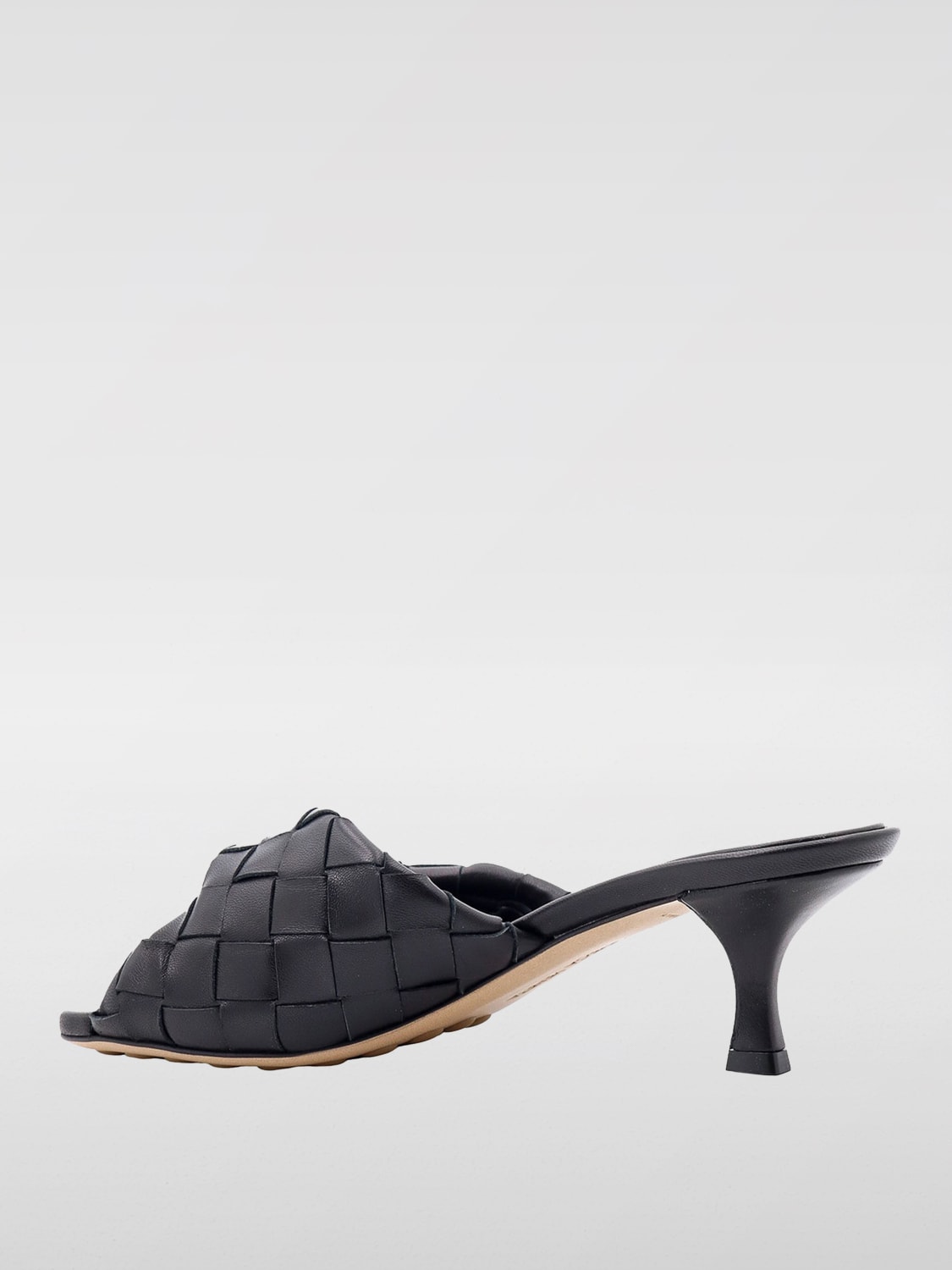 BOTTEGA VENETA SANDALI CON TACCO: Mules Blink Bottega Veneta in nappa intrecciata , Nero - Img 2