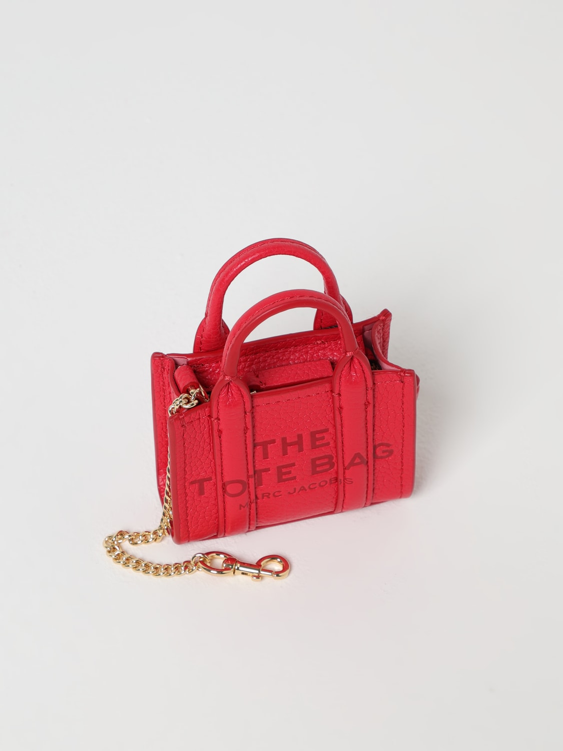 MARC JACOBS PORTACHIAVI: Portachiavi The Nano Tote Bag Marc Jacobs in pelle a grana , Rosso - Img 3