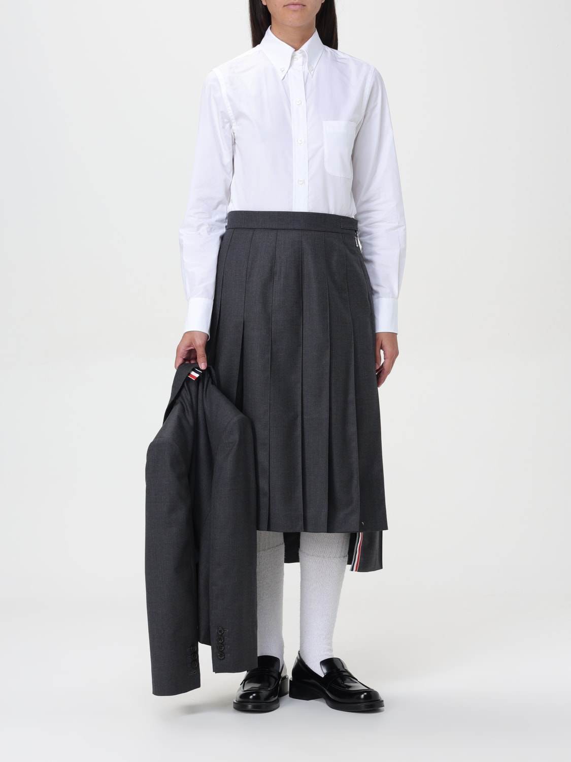 THOM BROWNE: Skirt woman - Grey | Thom Browne skirt