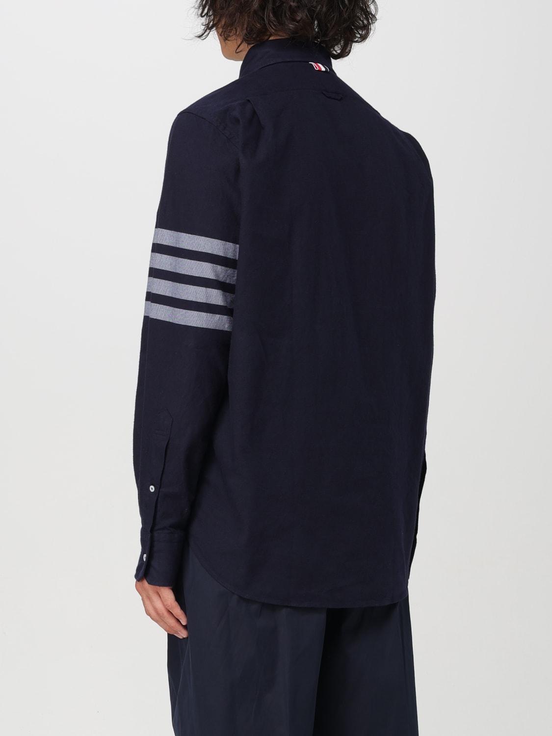 THOM BROWNE CAMICIA: Camicia button-down 4-bar Thom Browne, Blue - Img 3