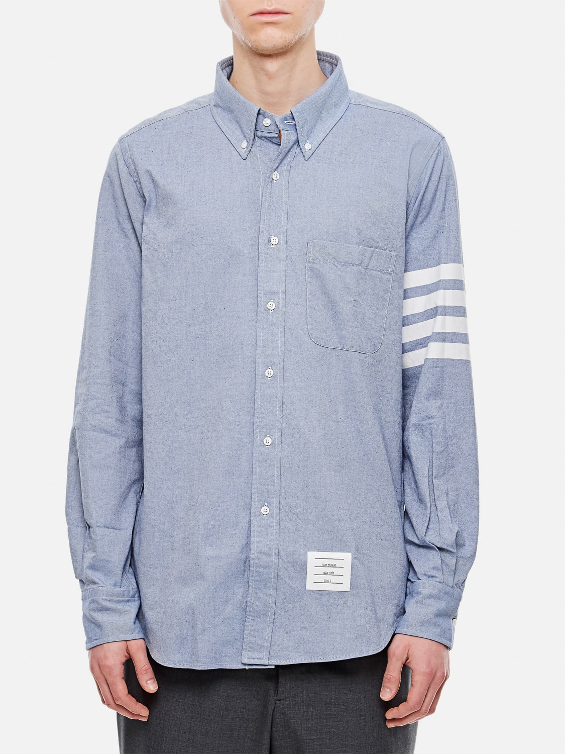 THOM BROWNE CAMICIA: Camicia button-down 4-bar Thom Browne, Azzurro - Img 1
