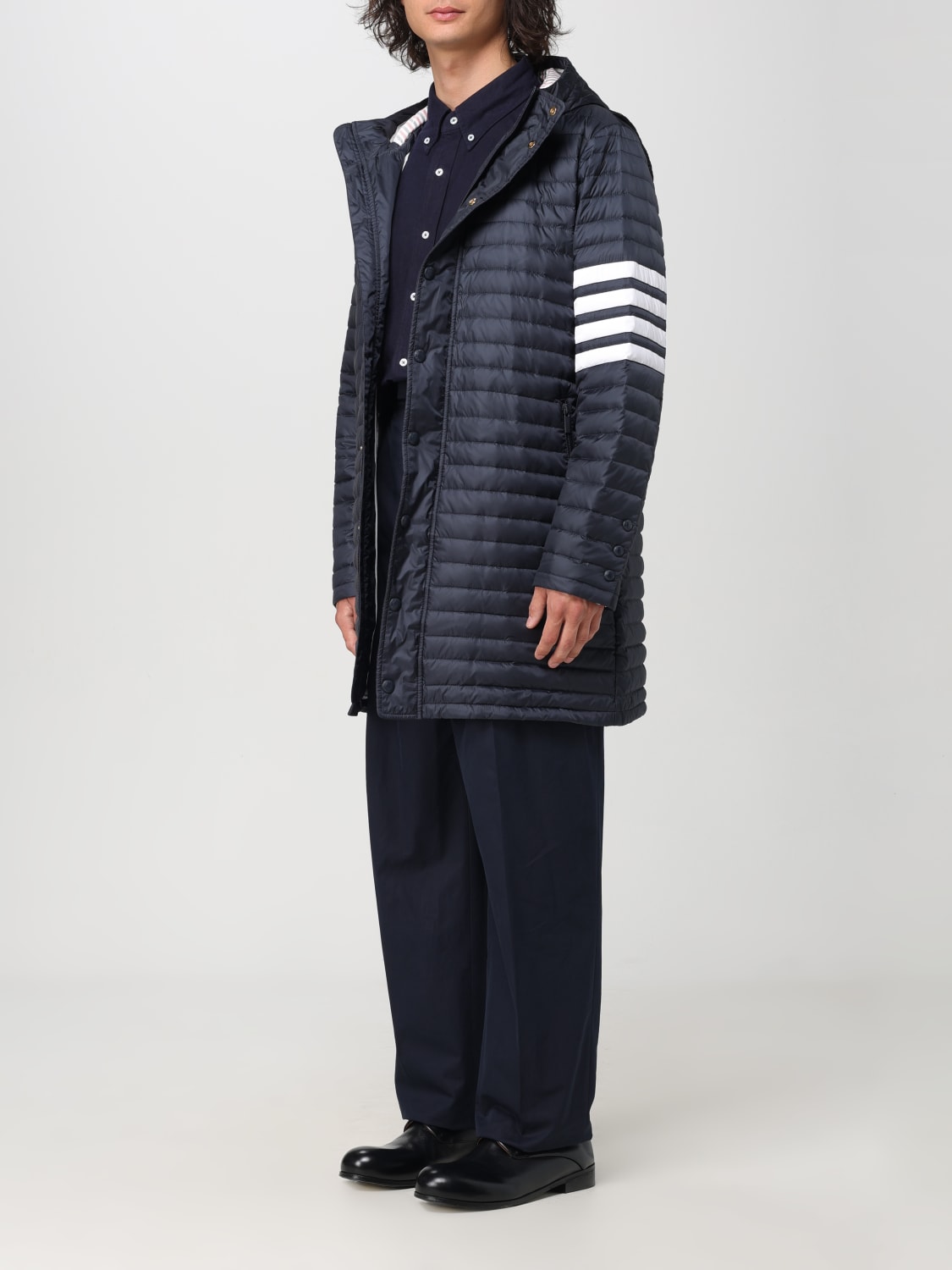 THOM BROWNE GIACCA: Piumino lungo 4-bar Thom Browne, Blue - Img 4