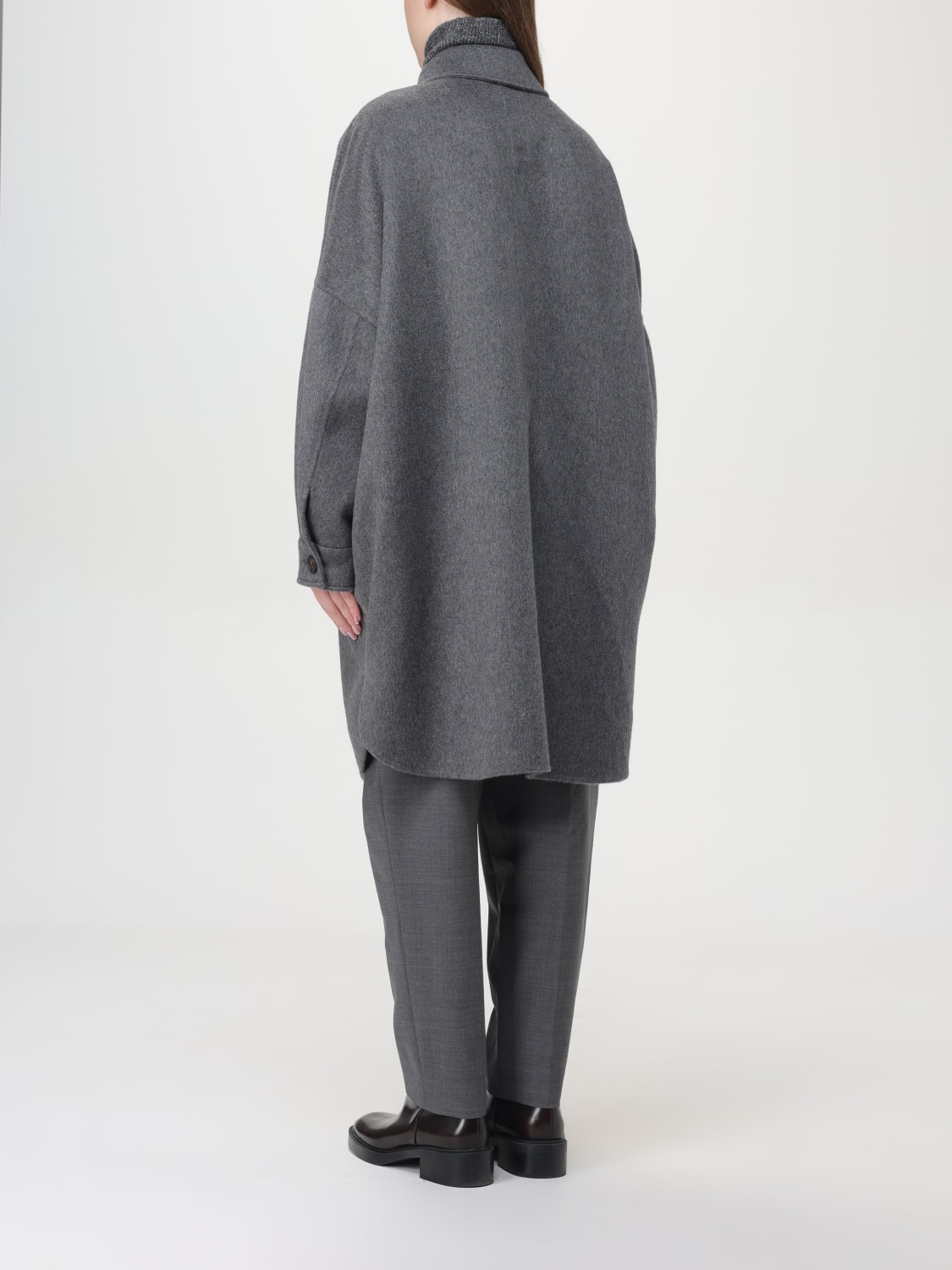 BRUNELLO CUCINELLI COAT: Coat woman Brunello Cucinelli, Mouse Grey - Img 3