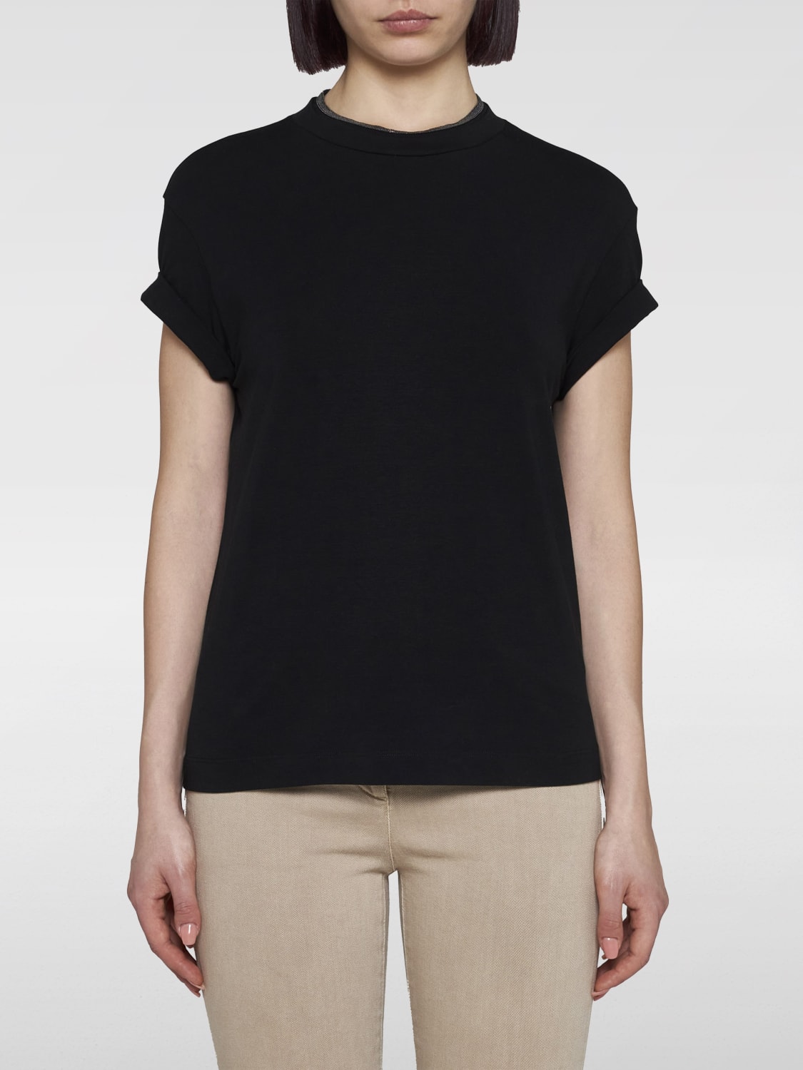 Giglio T-shirt basic con monile Brunello Cucinelli