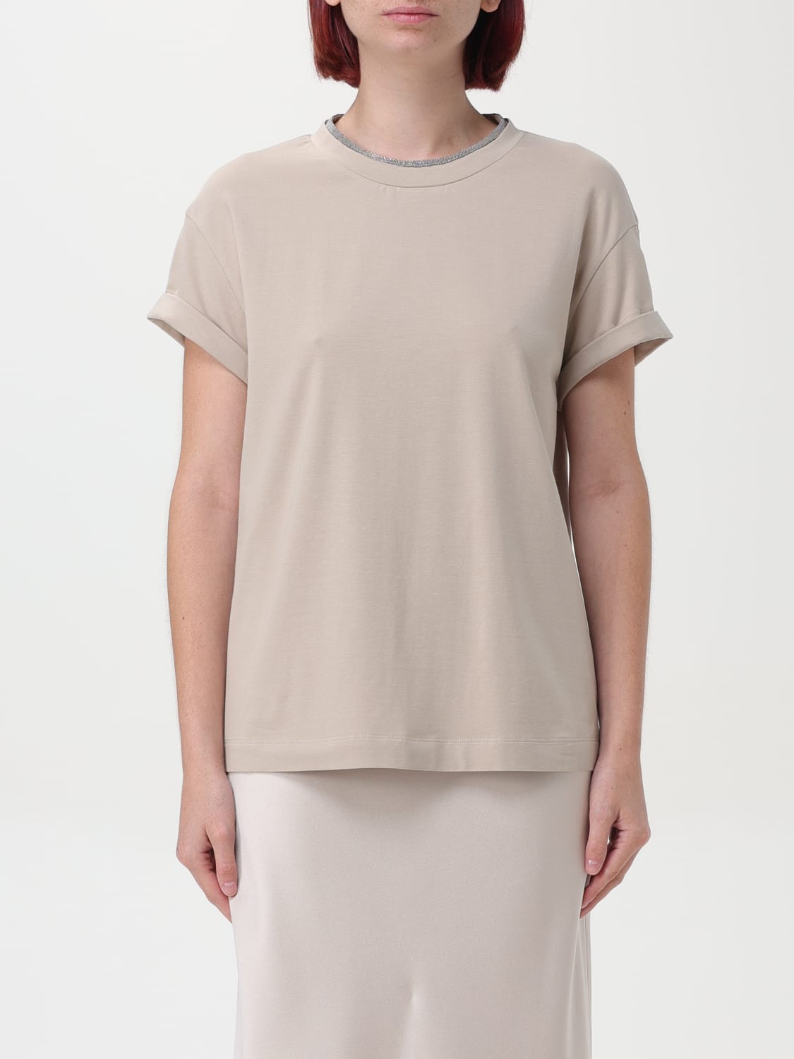 BRUNELLO CUCINELLI T-SHIRT: T-shirt woman Brunello Cucinelli, Beige - Img 1