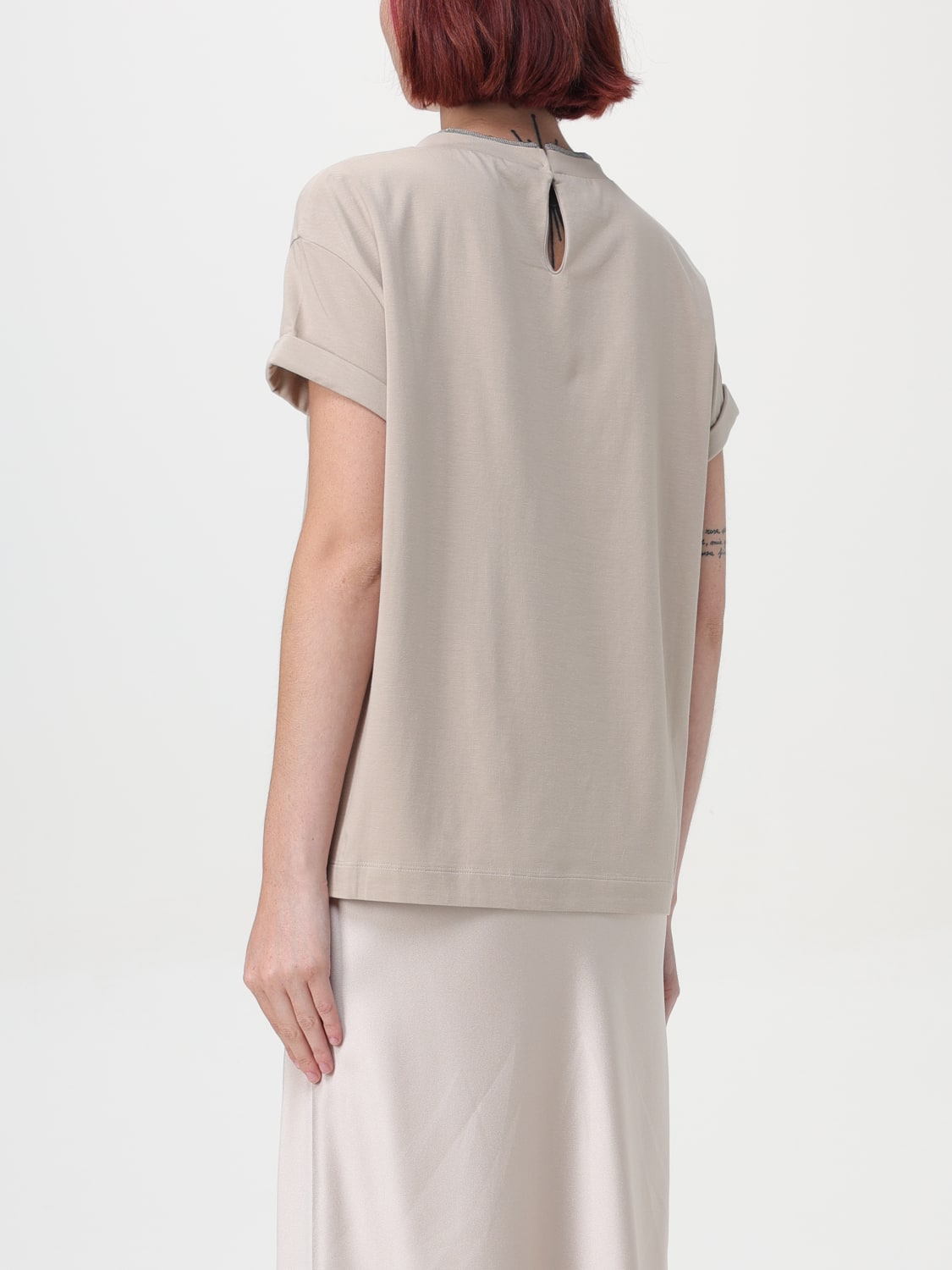 BRUNELLO CUCINELLI T-SHIRT: T-shirt woman Brunello Cucinelli, Beige - Img 2