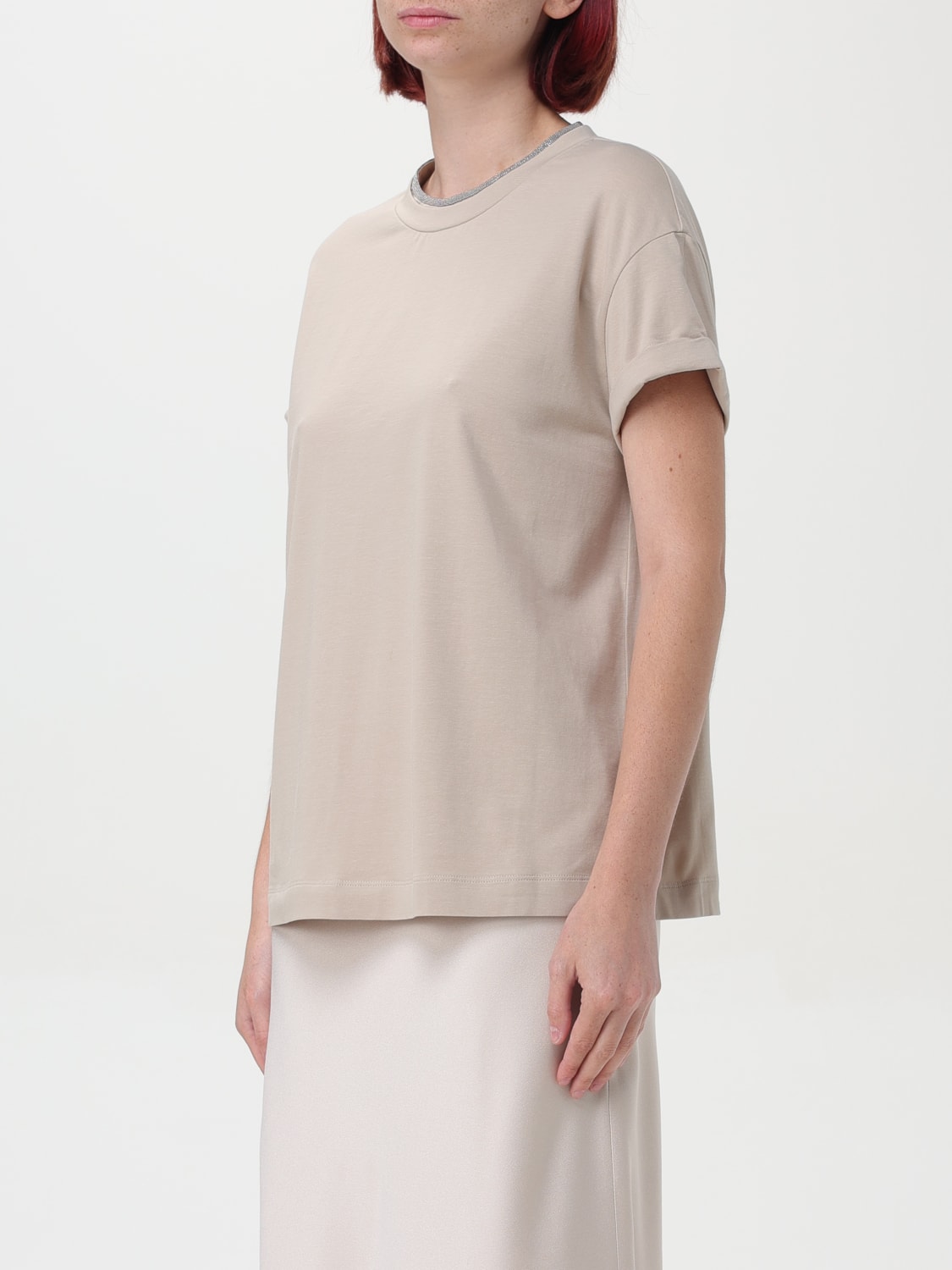 BRUNELLO CUCINELLI T-SHIRT: T-shirt woman Brunello Cucinelli, Beige - Img 3