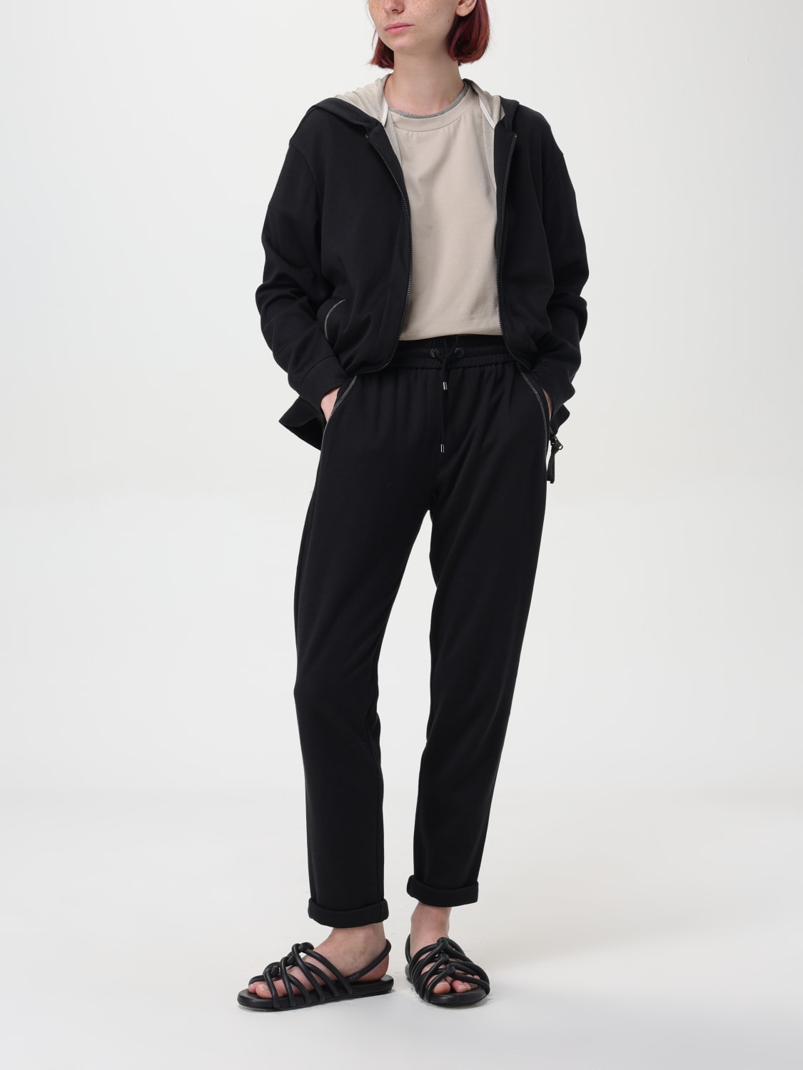 BRUNELLO CUCINELLI PANTALON: Pantalon femme Brunello Cucinelli, Noir - Img 2