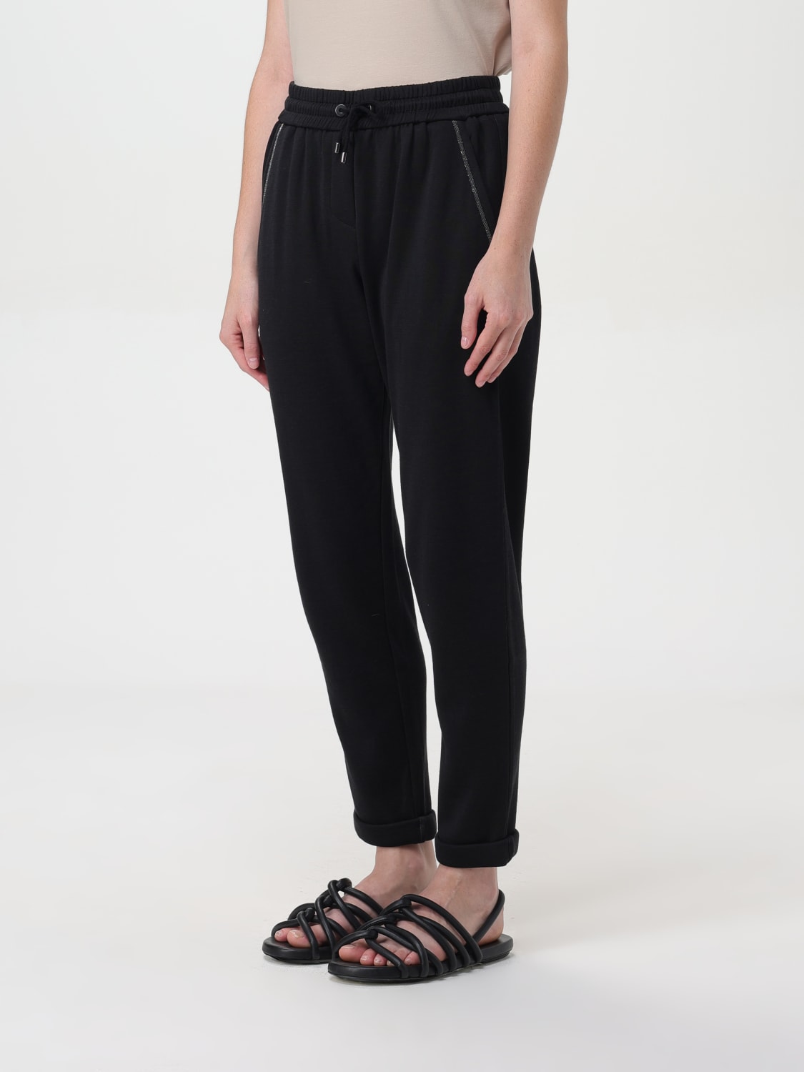 BRUNELLO CUCINELLI PANTALON: Pantalon femme Brunello Cucinelli, Noir - Img 4