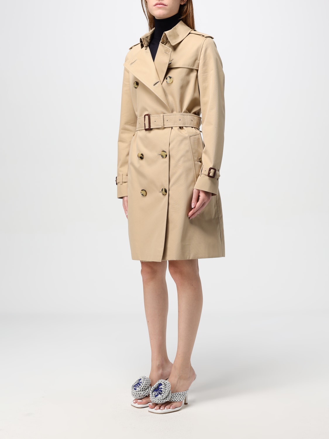 ジャケット BURBERRY Woman Jacket Honey 8079411 BURBERRY: double-breasted cotton trench coat - Honey