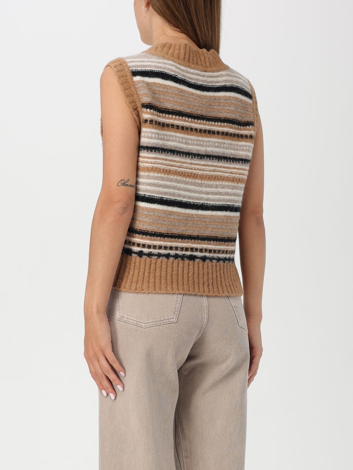 GANNI WAISTCOAT: Sweater woman Ganni, Brown - Img 2