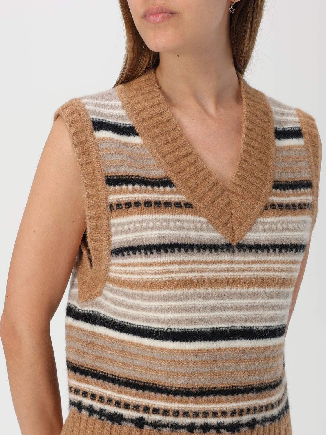 GANNI WAISTCOAT: Sweater woman Ganni, Brown - Img 3