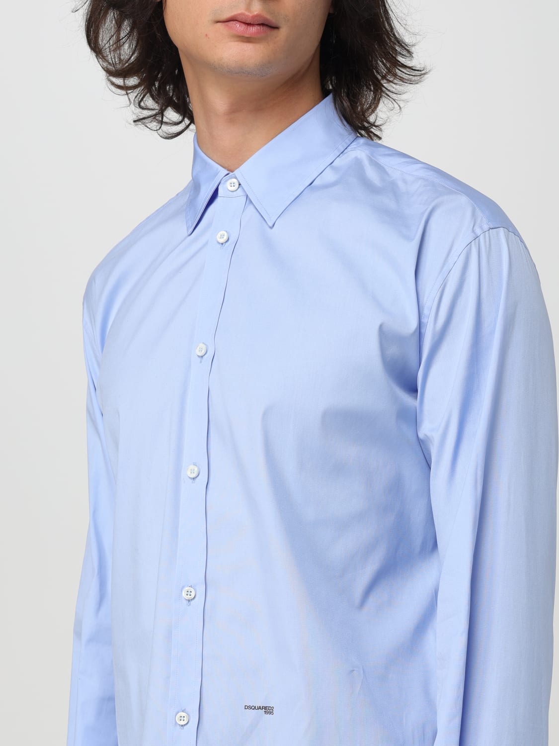DSQUARED2 CAMICIA: Camicia classica di cotone Dsquared2, Blue - Img 4
