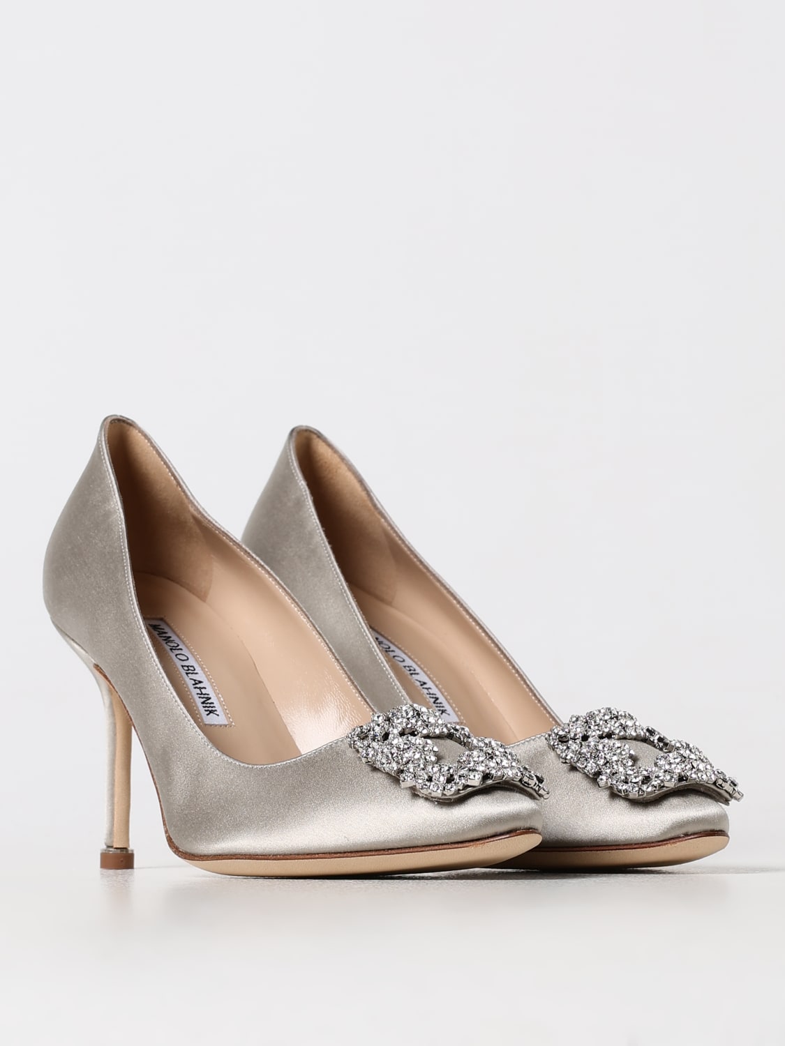 最終値下げ！MANOLO BLAHNIK x DrawerOLARANA Manolo Blahnik - Khan Metallic Two-Band Sandal, 90mm