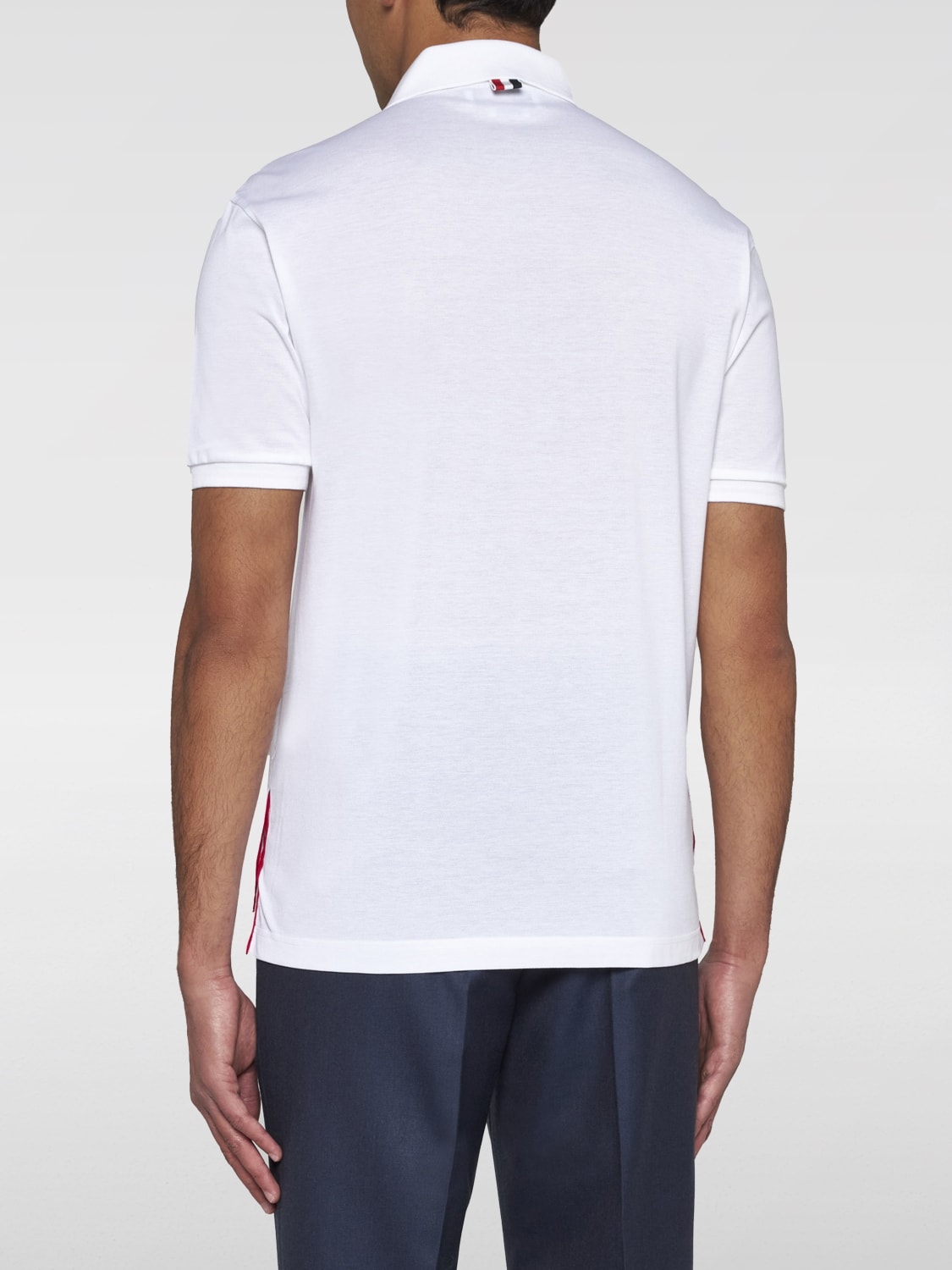 Tシャツ・カットソー THOM BROWNE FW25 White piquet polo shirt (MJP022A01455 100) THOM BROWNE: Polo shirt men - White | Thom Browne polo shirt