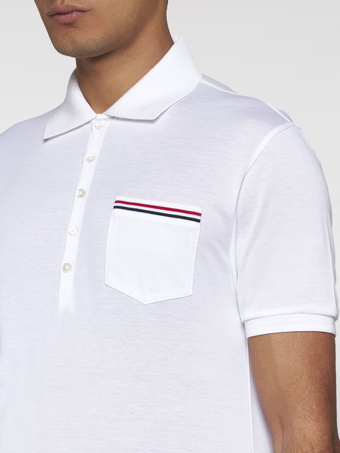 Tシャツ・カットソー THOM BROWNE FW25 'W/ 4Bar' polo shirt (MJP137G07976 100) Pinstripe Poplin Short Sleeve Shirt | Thom Browne
