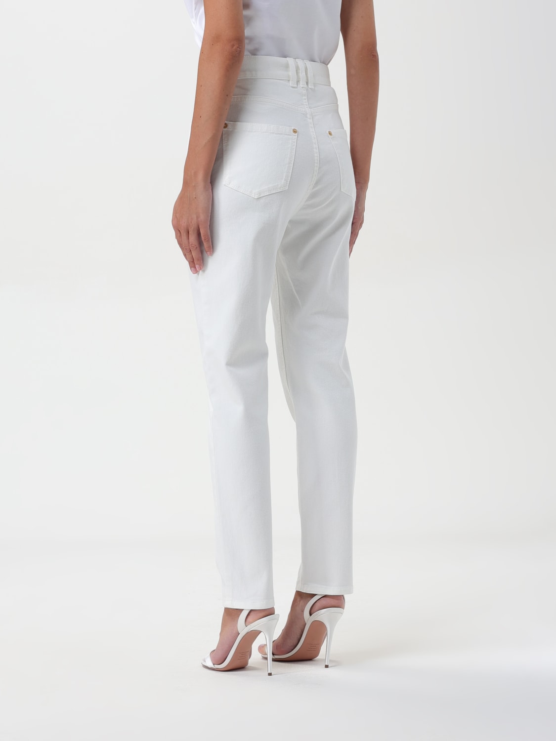 BALMAIN JEANS: Jeans a vita alta Balmain, Bianco - Img 3