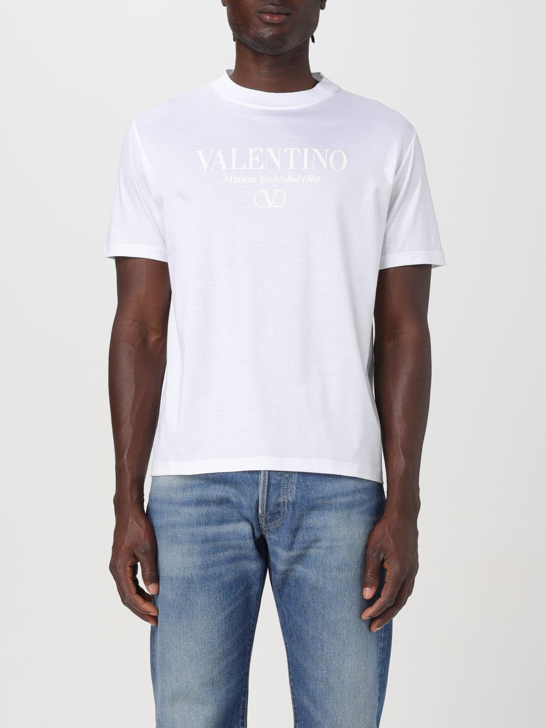 Giglio T-shirt di cotone con logo tono su tono Valentino