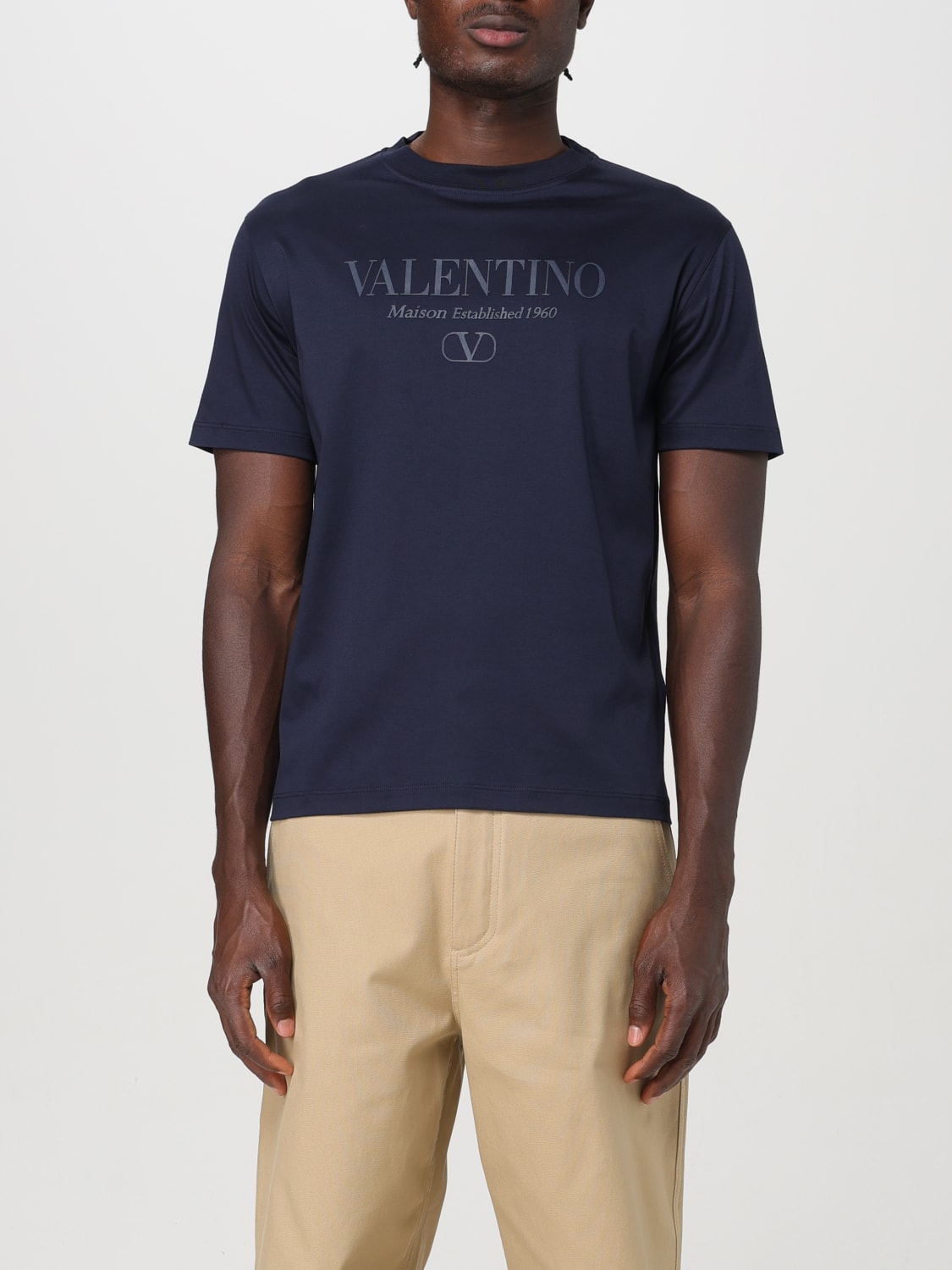 Giglio T-shirt di cotone con logo tono su tono Valentino