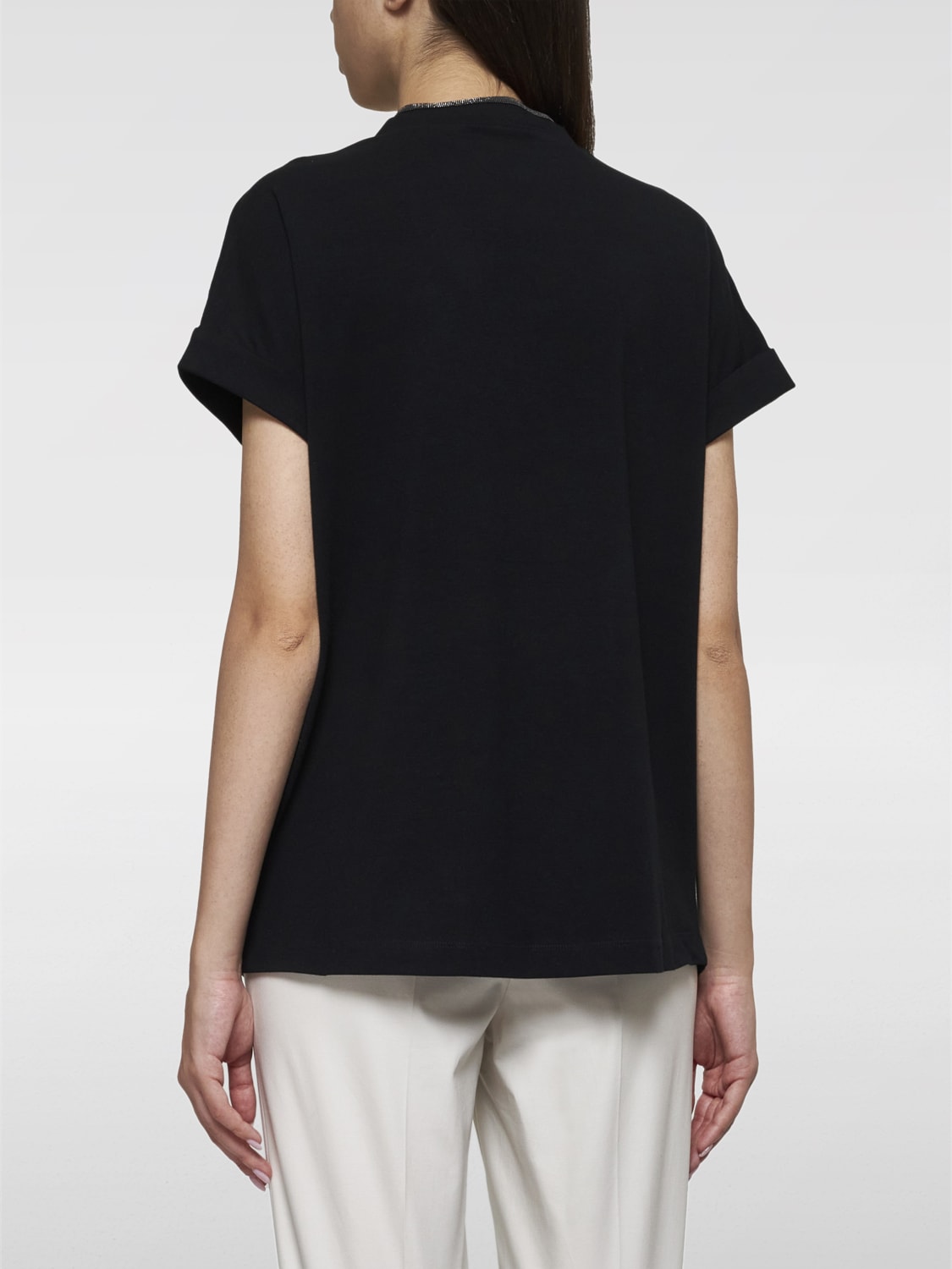 BRUNELLO CUCINELLI T-SHIRT: T-shirt femme Brunello Cucinelli, Noir - Img 2