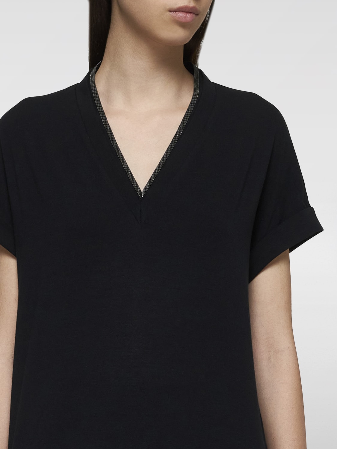 BRUNELLO CUCINELLI T-SHIRT: T-shirt femme Brunello Cucinelli, Noir - Img 3