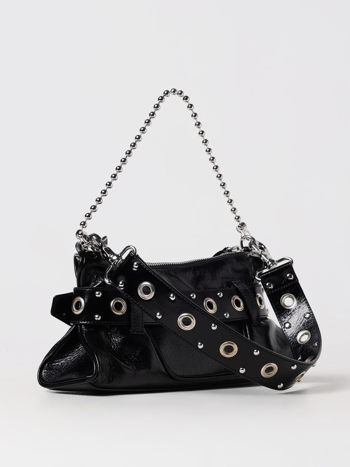 DSQUARED2 BORSA A SPALLA: Borsa Gothic Belt Dsquared2 in pelle verniciata , Nero - Img 2