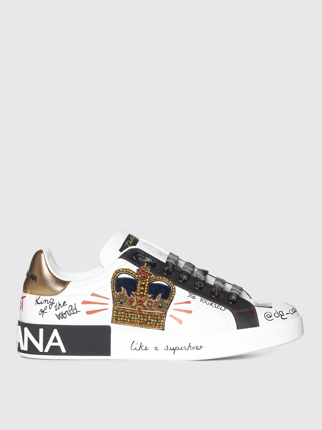 Giglio Sneakers Portofino Dolce & Gabbana in pelle con strass e stampe