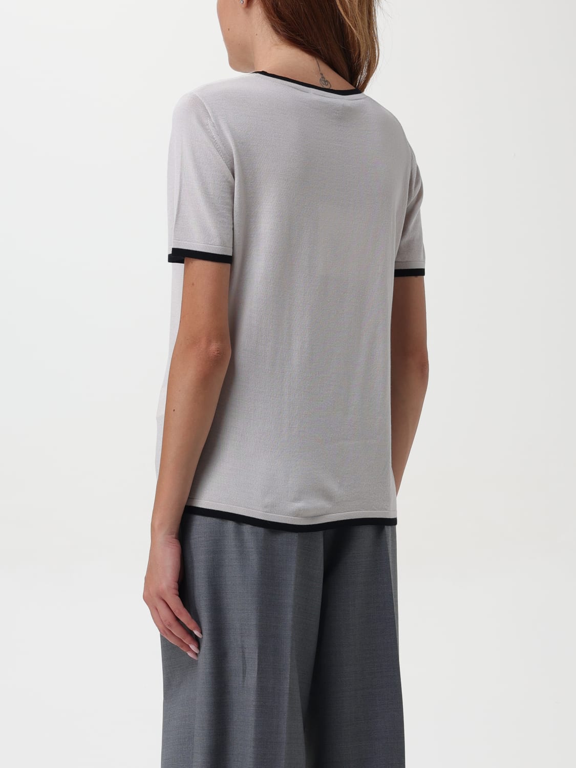 'S MAX MARA T-SHIRT: Max Mara basic wool t-shirt, Ecru - Img 2