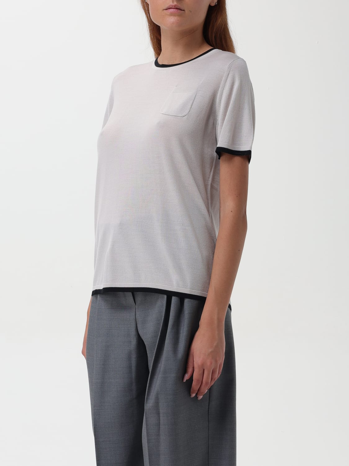 'S MAX MARA T-SHIRT: Max Mara basic wool t-shirt, Ecru - Img 3