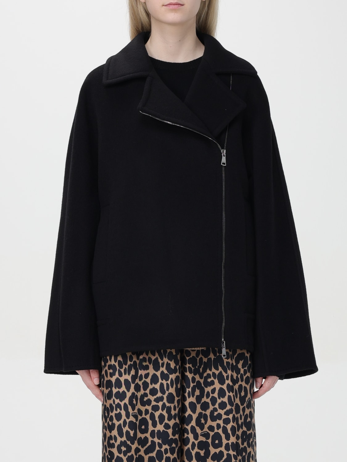 MAX MARA CAPPOTTO: Cappotto con zip laterale Max Mara, Nero - Img 1