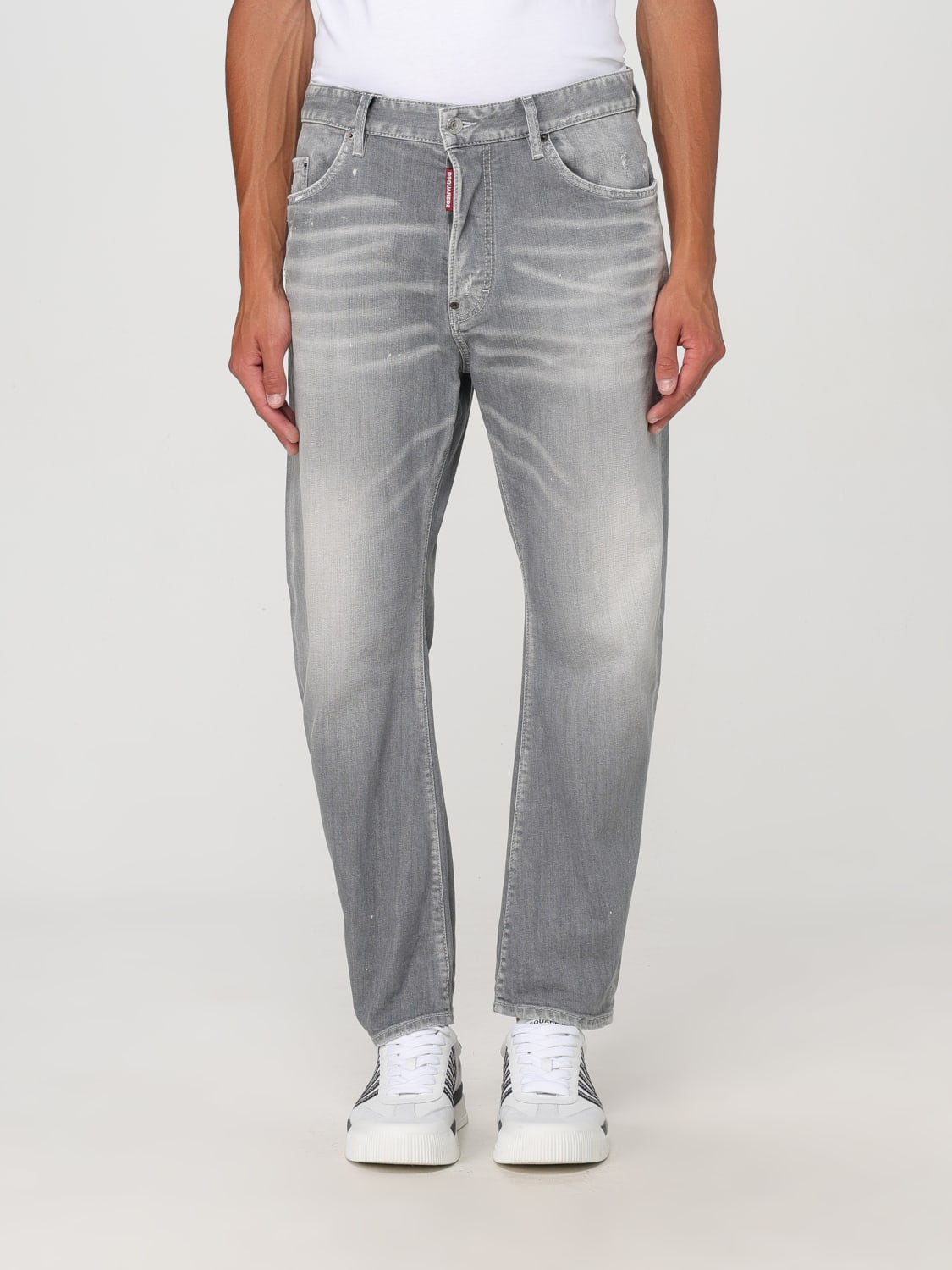 DSQUARED2 JEANS: Pantalone straight a vita media Dsquared2, Grigio - Img 1