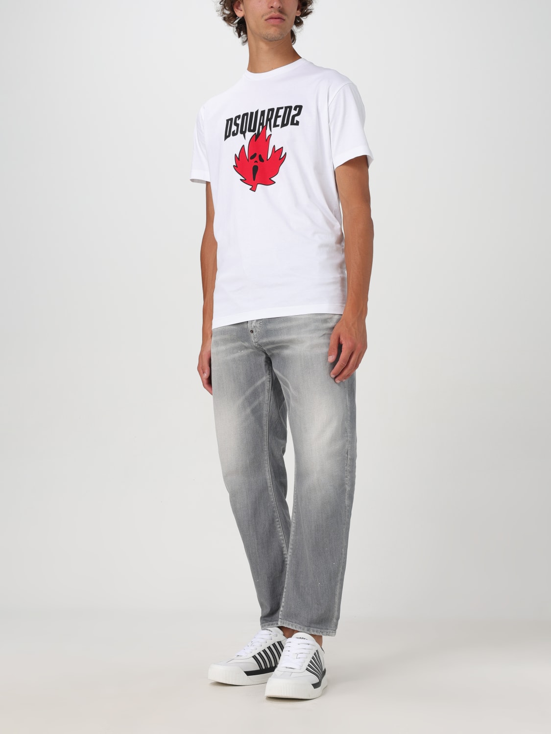 DSQUARED2 JEANS: Pantalone straight a vita media Dsquared2, Grigio - Img 2