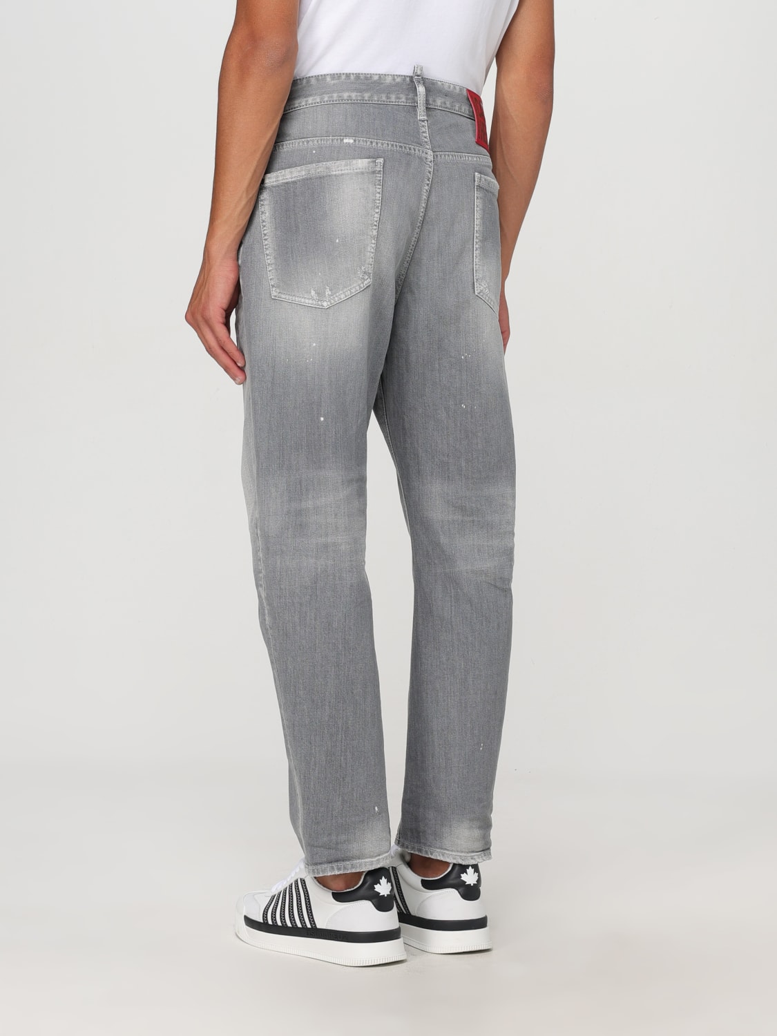 DSQUARED2 JEANS: Pantalone straight a vita media Dsquared2, Grigio - Img 3