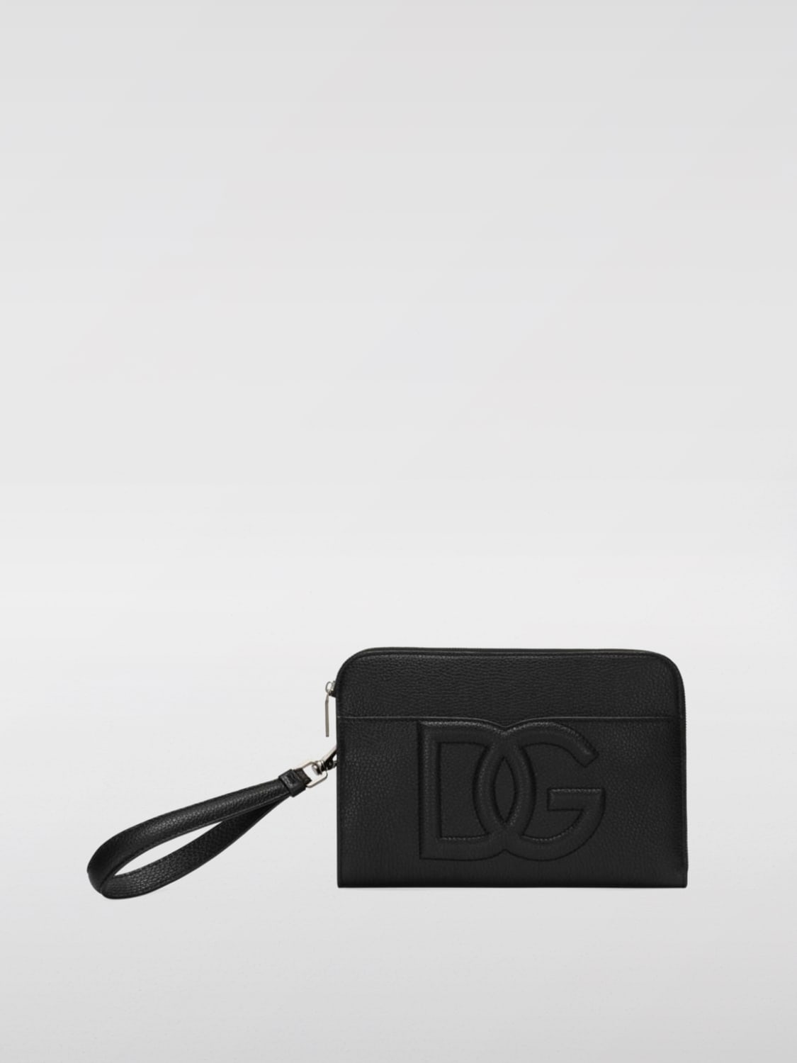 Giglio Pouch Dolce & Gabbana in pelle a grana con logo embossed