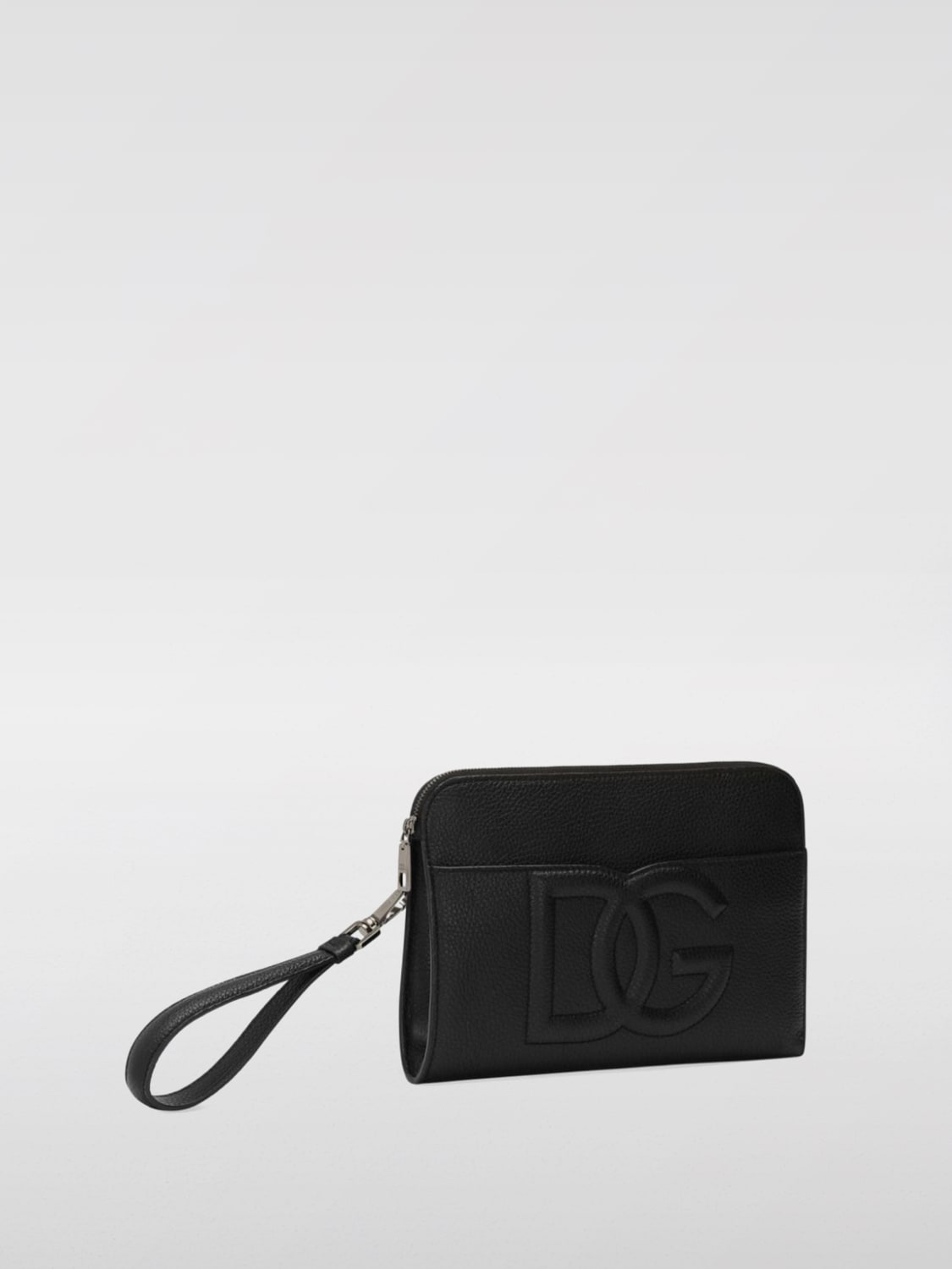 DOLCE GABBANA Pouch in pelle a grana con logo embossed Nero Portadocumenti Dolce Gabbana BM2338A8034 online su GIGLIO.COM