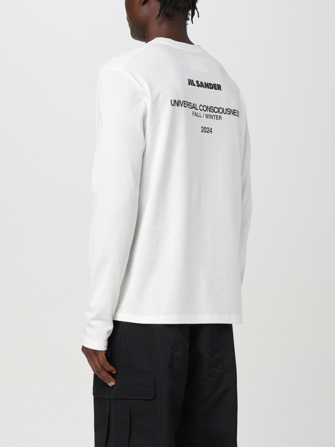 JIL SANDER SWEATER: Jil Sander long-sleeve cotton t-shirt with back logo, White - Img 3