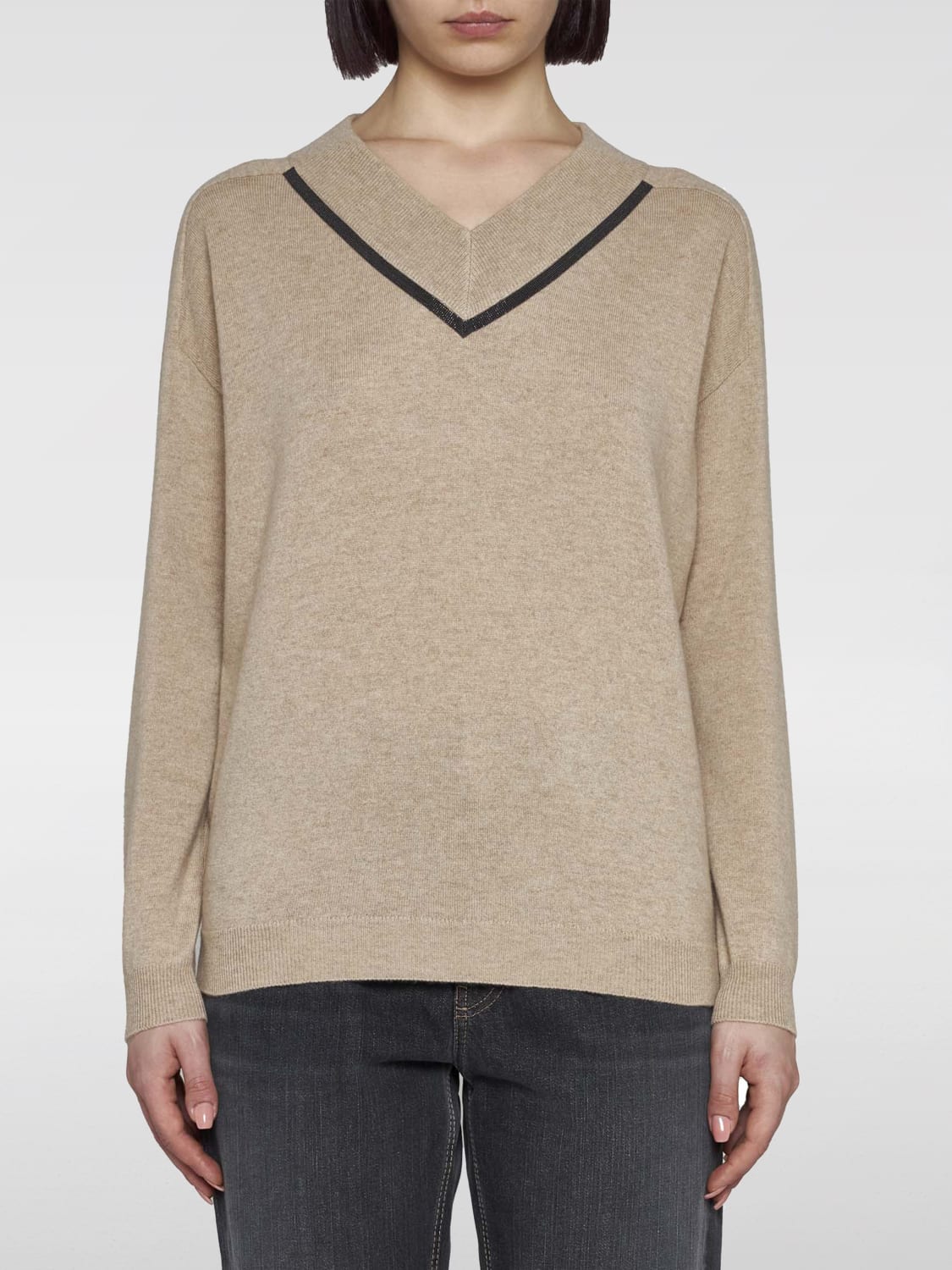 BRUNELLO CUCINELLI SWEATER: Sweater woman Brunello Cucinelli, Camel - Img 1