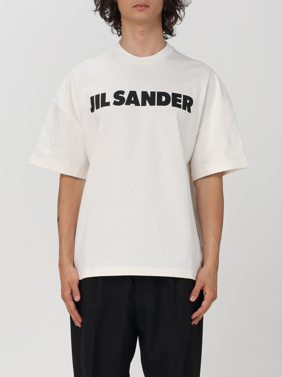 Giglio T-shirt di cotone con logo Jil Sander