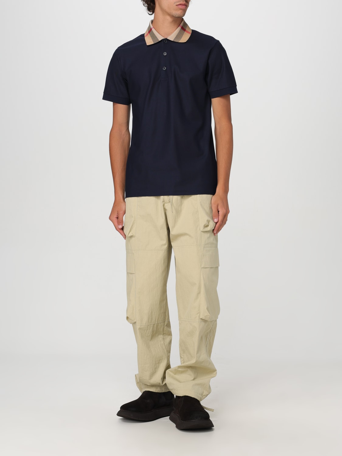 BURBERRY POLO SHIRT: Burberry pique cotton polo shirt, Blue - Img 2