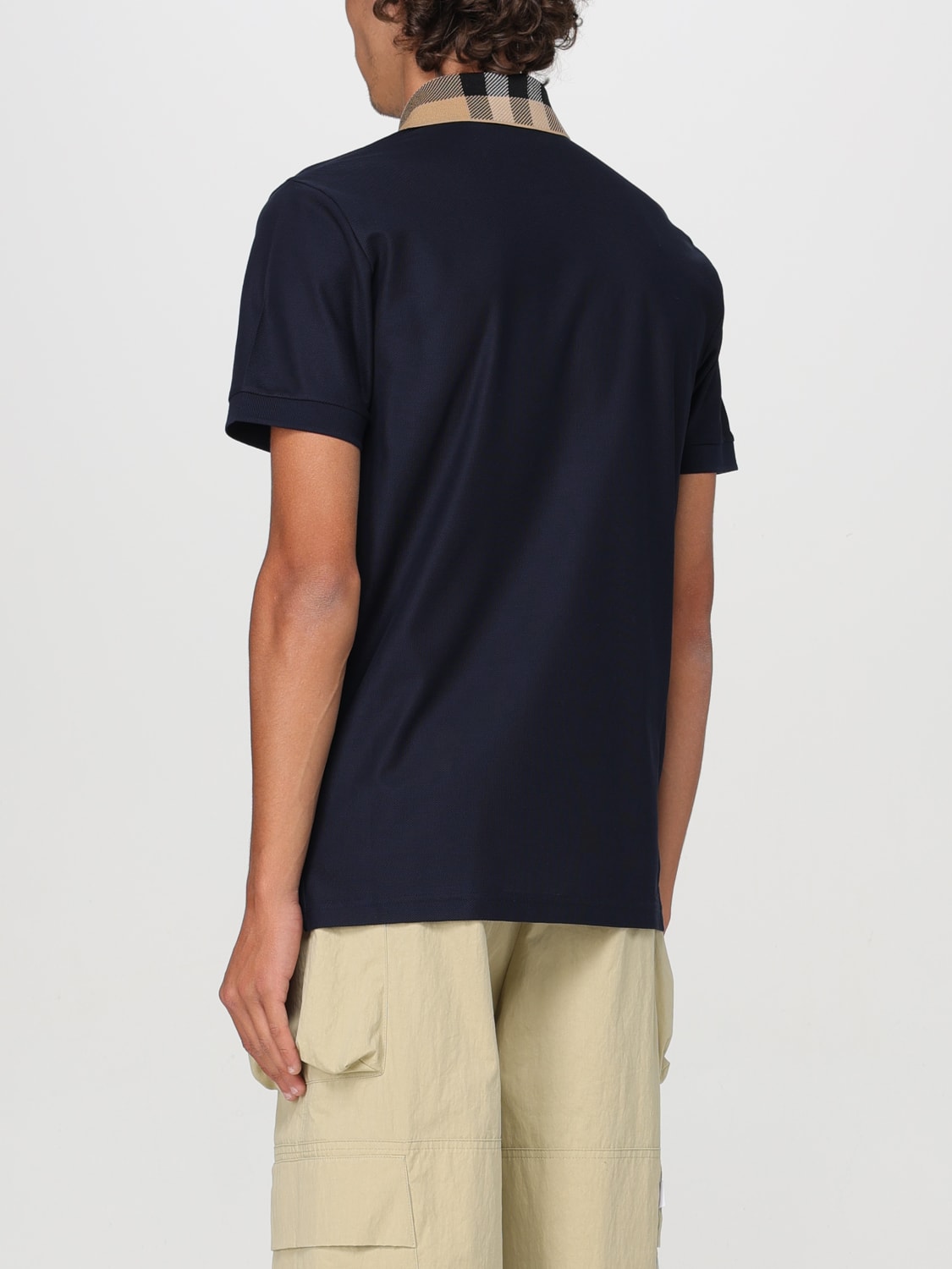 BURBERRY POLO SHIRT: Burberry pique cotton polo shirt, Blue - Img 3