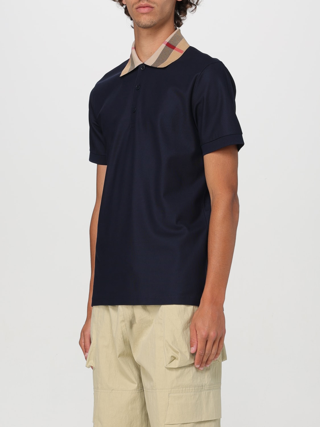 BURBERRY POLO SHIRT: Burberry pique cotton polo shirt, Blue - Img 4