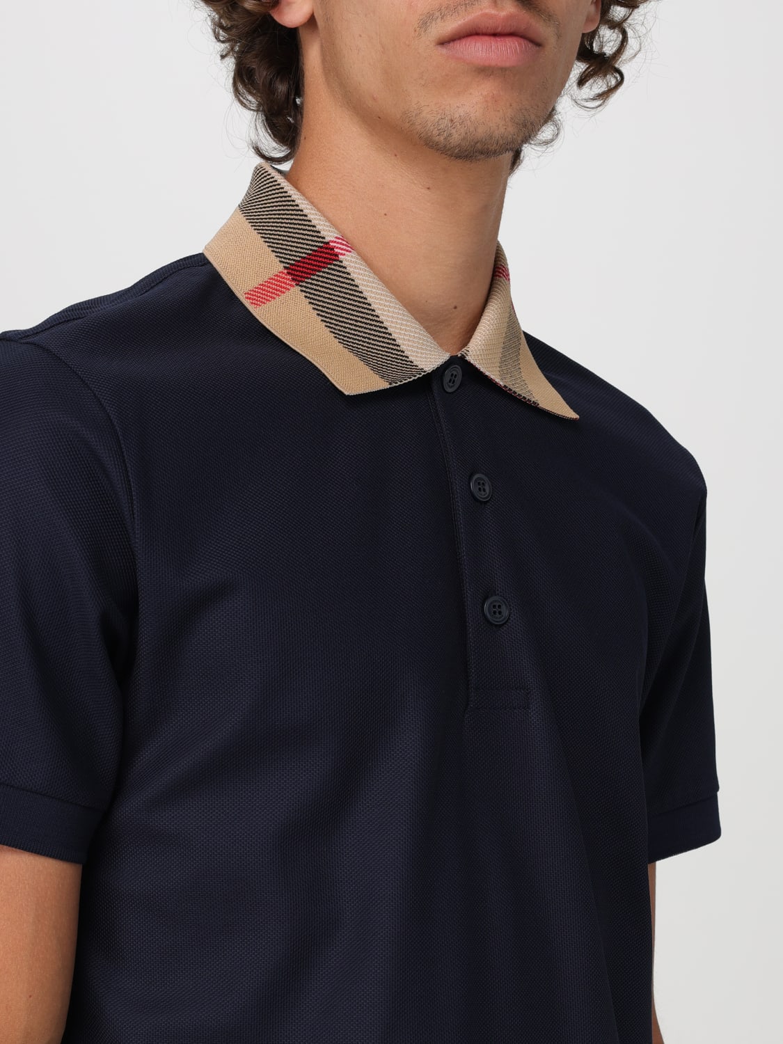 BURBERRY POLO SHIRT: Burberry pique cotton polo shirt, Blue - Img 5