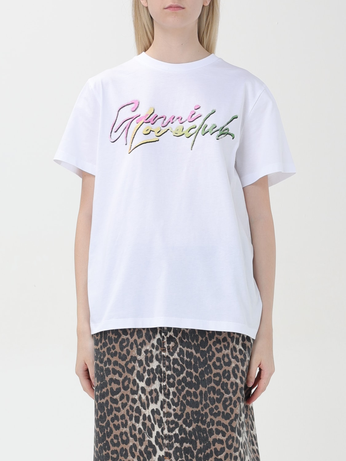 Giglio T-shirt di cotone Ganni con logo