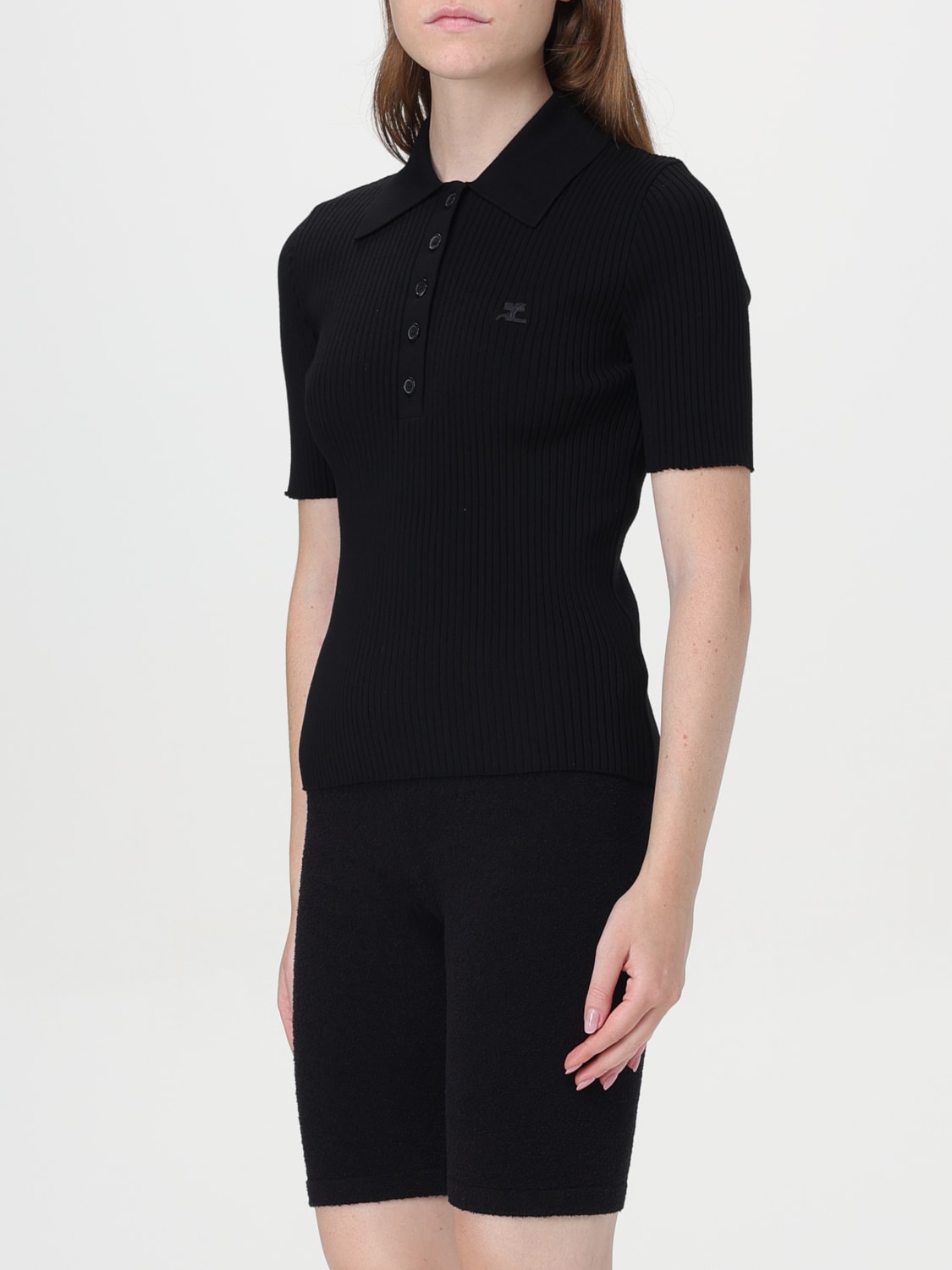 COURRÈGES POLO SHIRT: Polo shirt woman CourrÈges, Black - Img 3