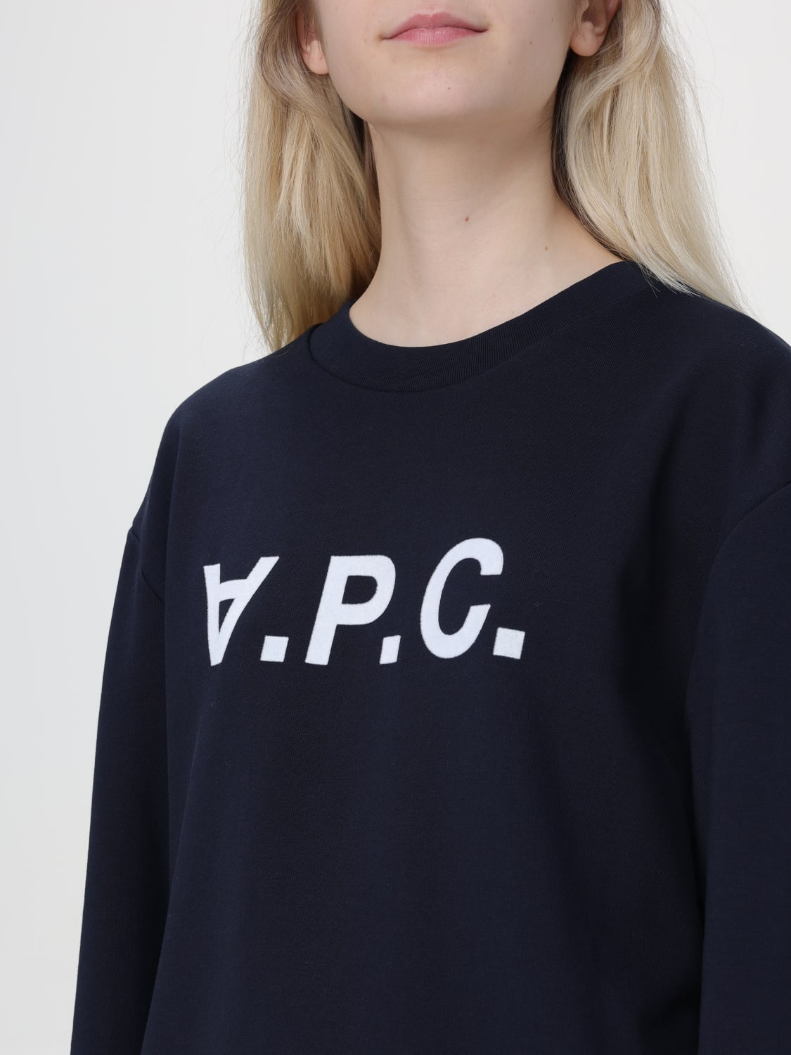 A.P.C. FELPA: Felpa di cotone con logo A.P.C., Blue Navy - Img 3