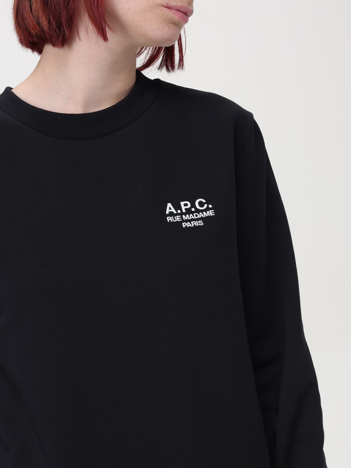 A.P.C. FELPA: Felpa basic a girocollo con logo A.P.C., Bianco - Img 3