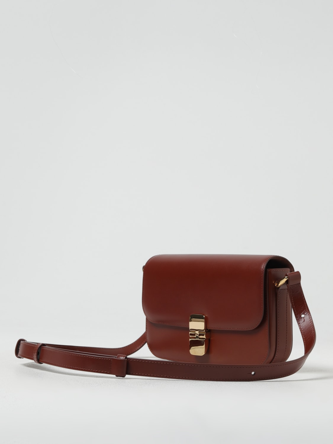 A.P.C. BORSA A SPALLA: Borsa Grace Baguette A.P.C. in pelle , Marrone - Img 3