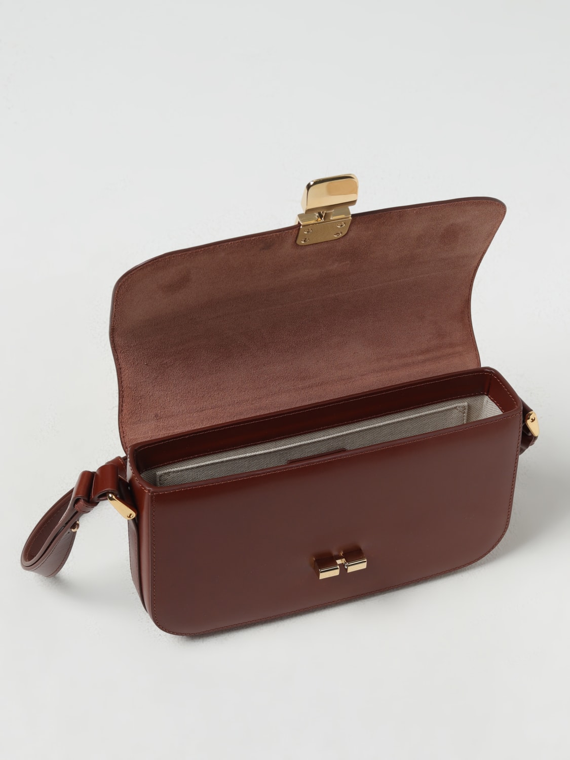 A.P.C. BORSA A SPALLA: Borsa Grace Baguette A.P.C. in pelle , Marrone - Img 4