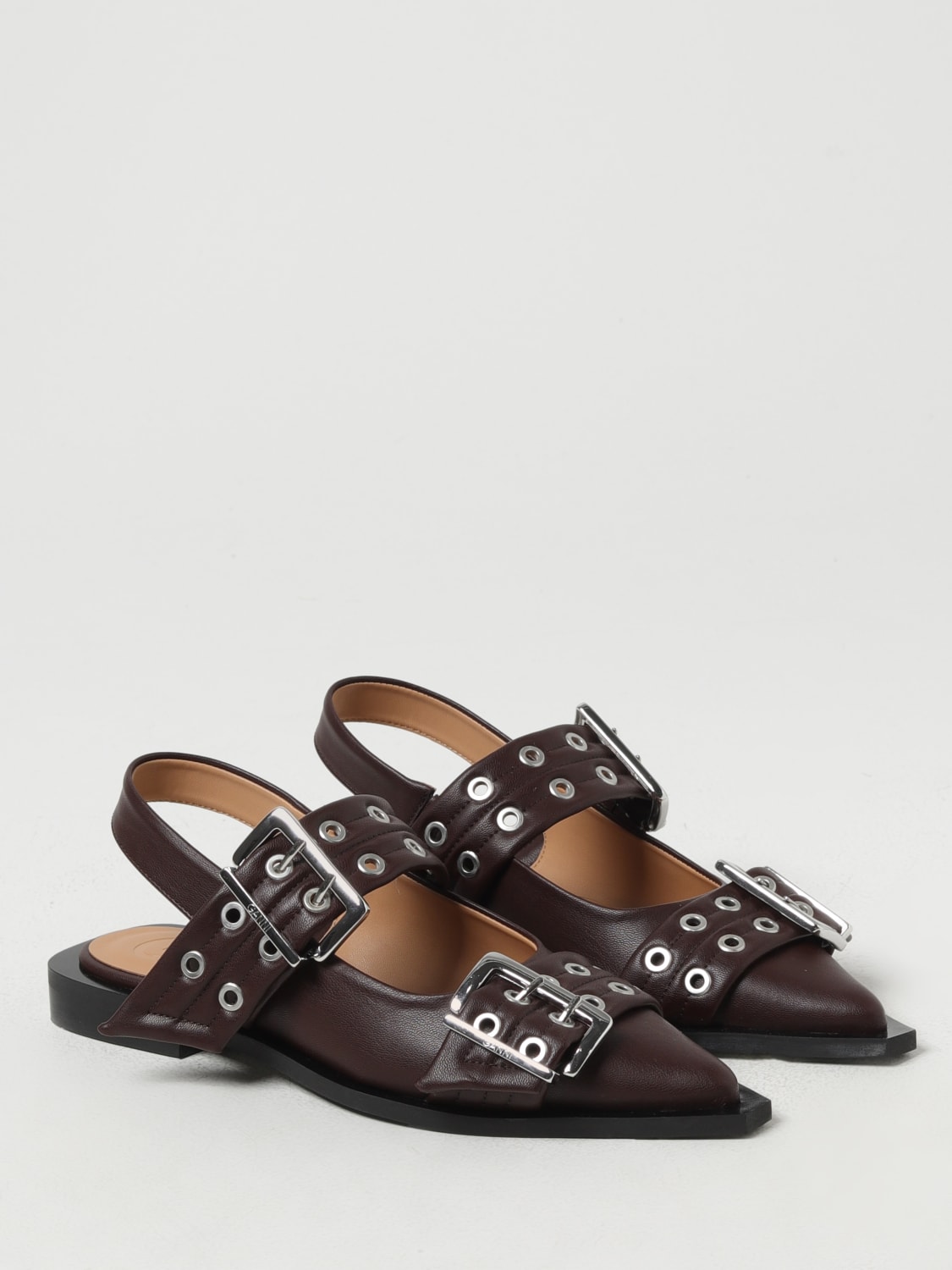 GANNI BALLERINES: Chaussures femme Ganni, Marron - Img 2